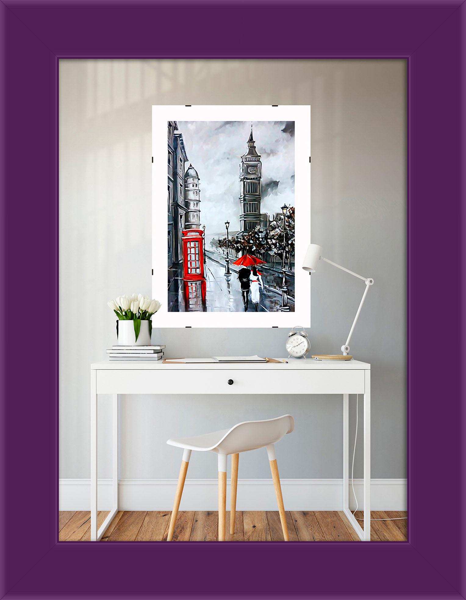 Фоторамка деревянная EmojiFrame 13х18 см AH2220-14 антибликовое стекло 2 мм с ножкой Фиолетовый