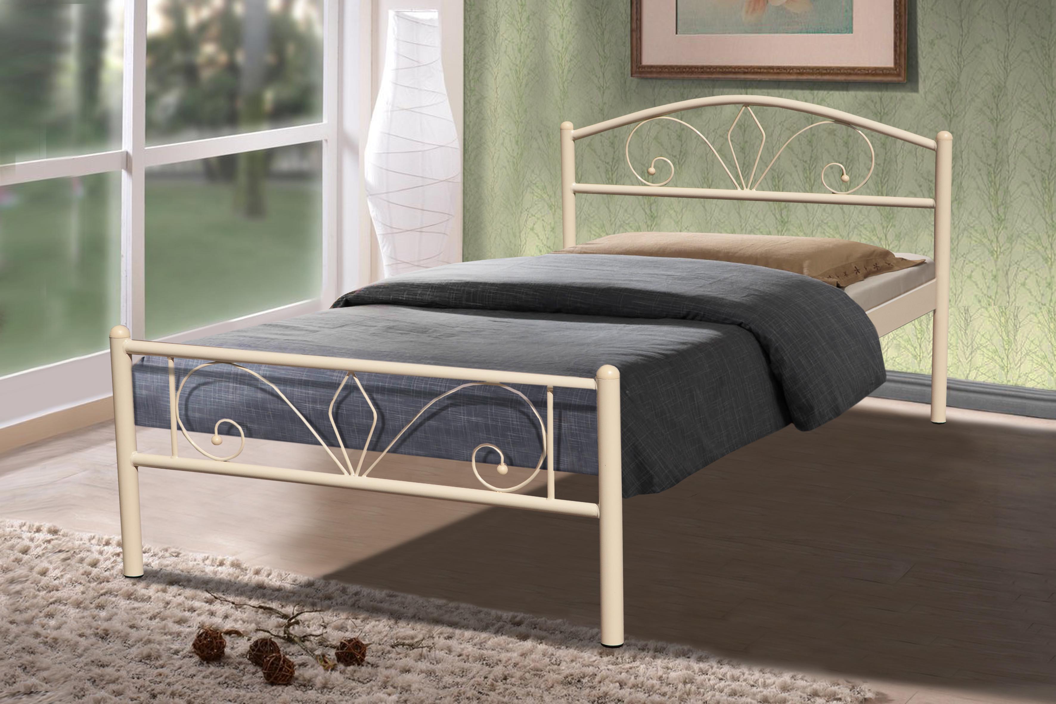 Кровать односпальная Мікс Меблі Релакс металл с основанием 90х200 см Бежевый Кровать односпальная Мікс Меблі Релакс металл с основанием 90х200 см Бежевый