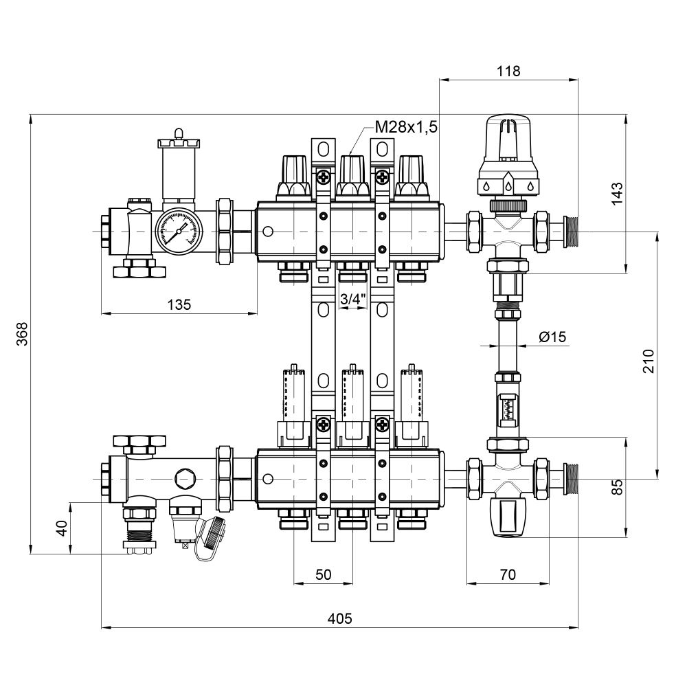 Група колекторна Icma К0111 3 виходи 1" (S11454_00005138) - фото 3