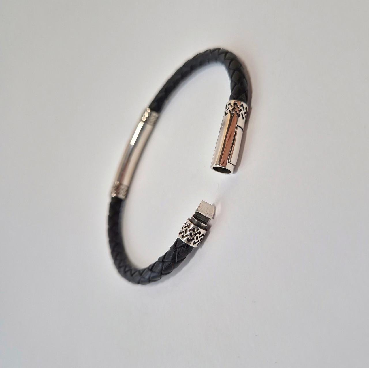 Браслет шкіряний срібло 925 проби чорнене 12,67 г 22 см (597б) - фото 4 Браслет шкіряний срібло 925 проби чорнене 12,67 г 22 см (597б) - фото 4