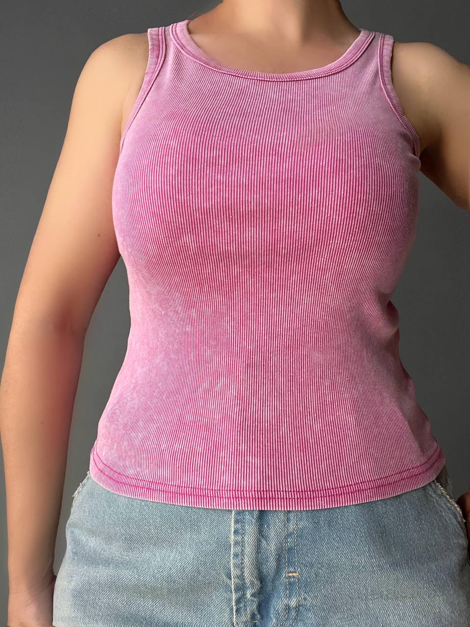 Майка жіноча A-N 2733 у рубчик з порізаними швами OS Рожевий (26794581) - фото 5 Майка жіноча A-N 2733 у рубчик з порізаними швами OS Рожевий (26794581) - фото 5