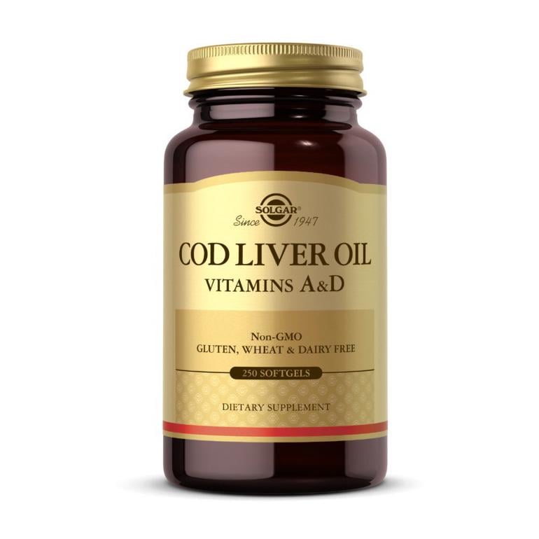 Жир печінки тріски з вітамінами A і D Solgar Cod Liver Oil Vitamins A & D 250 м'яких капс.