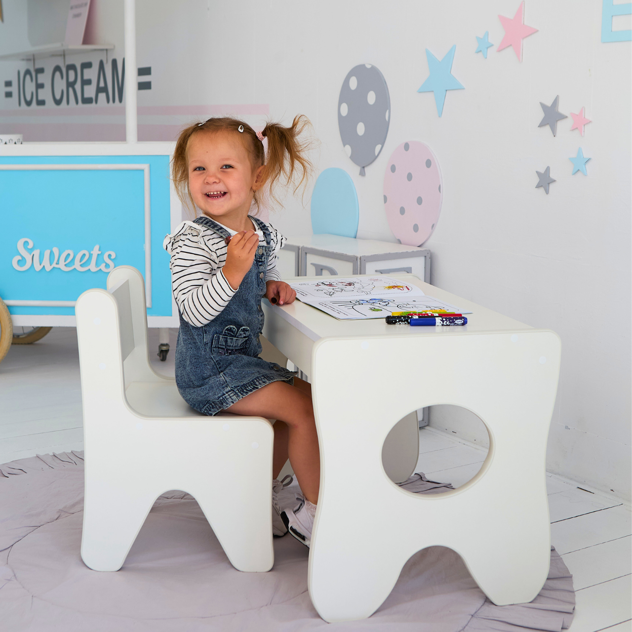 Стільчик для дитячої кімнати 55х37х33 см Білий - фото 8 Стільчик для дитячої кімнати 55х37х33 см Білий - фото 8