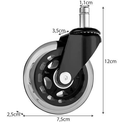 Комплект колес роликовых сменных для кресел со стандартным штырем 5 шт. 11 мм - фото 2