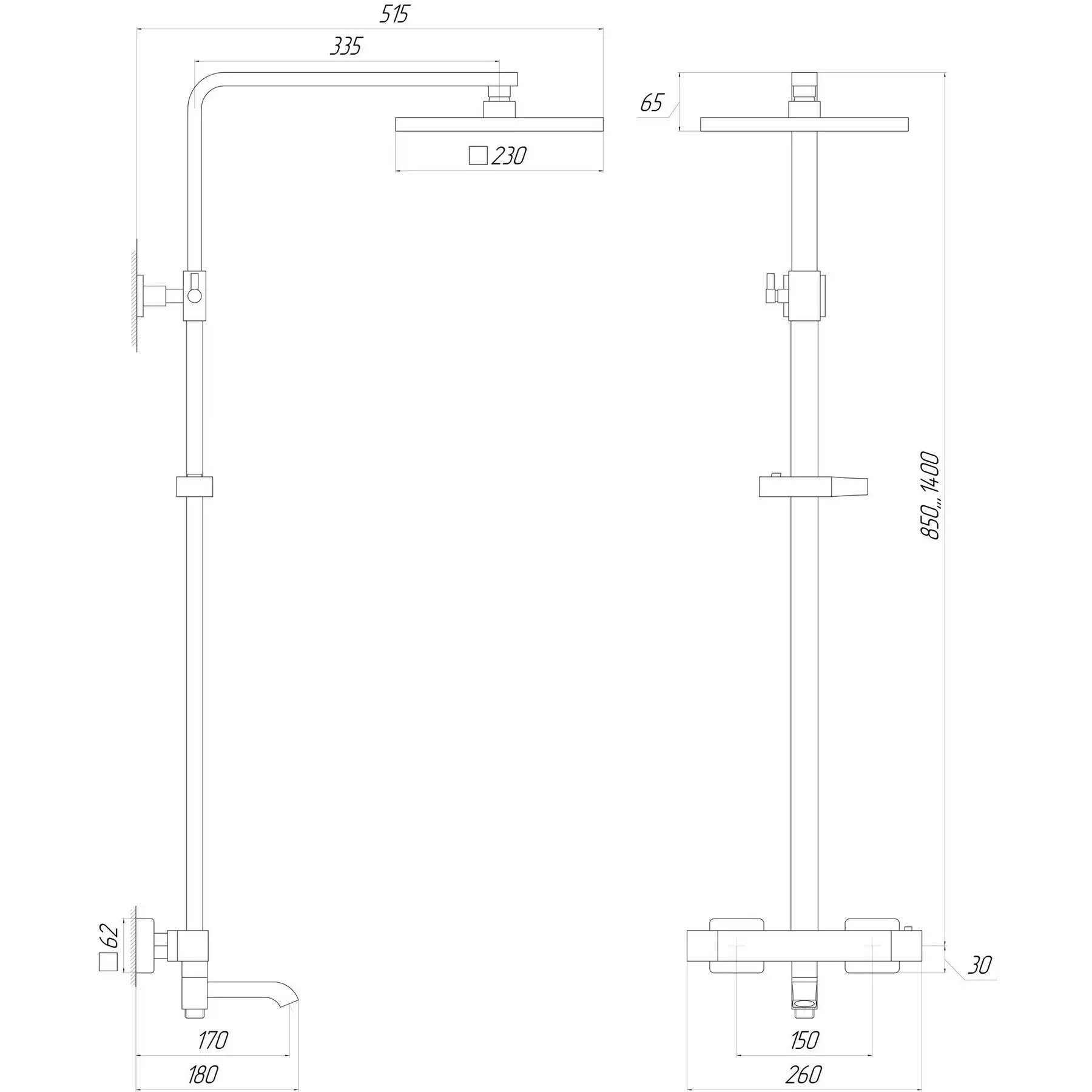 Душевая система Globus Lux Termostatic Q VAN-GLQ-0041T-BB (GSR-000021957) - фото 5