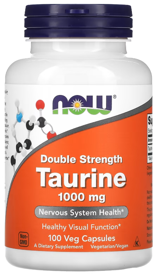 Аминокислота Таурин двойной концентрации NOW Foods Taurinе 1000 мг 100 капсул