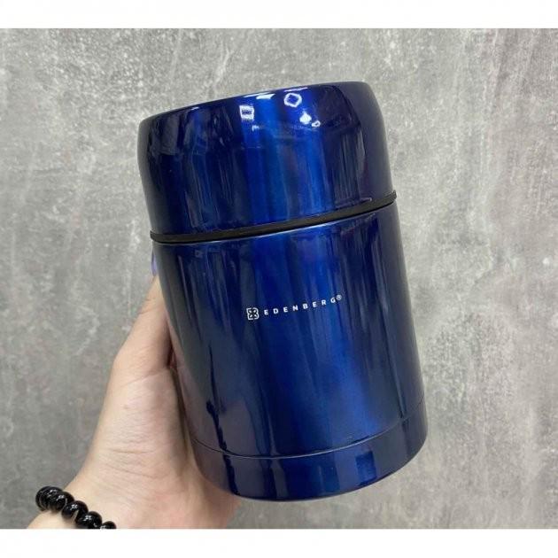 Термос пищевой вакуумный Edenberg EB-3509 металлический 800 мл Синий (EB-3509) - фото 3 Термос пищевой вакуумный Edenberg EB-3509 металлический 800 мл Синий (EB-3509) - фото 3