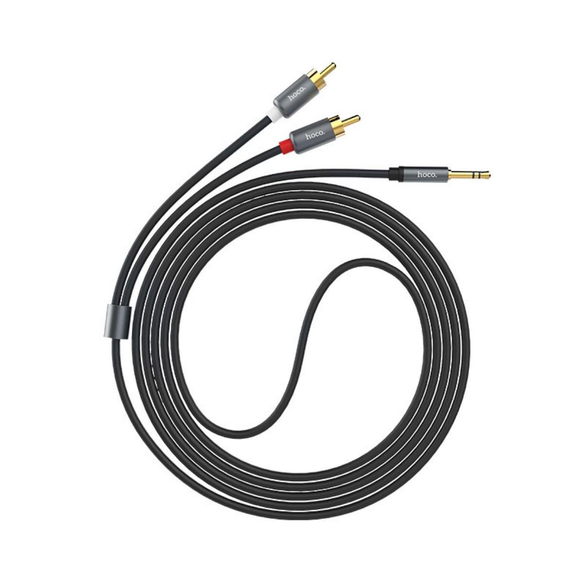 Кабель Hoco UPA10 double lotus rca audio cable 3,5 мм Metal Grey