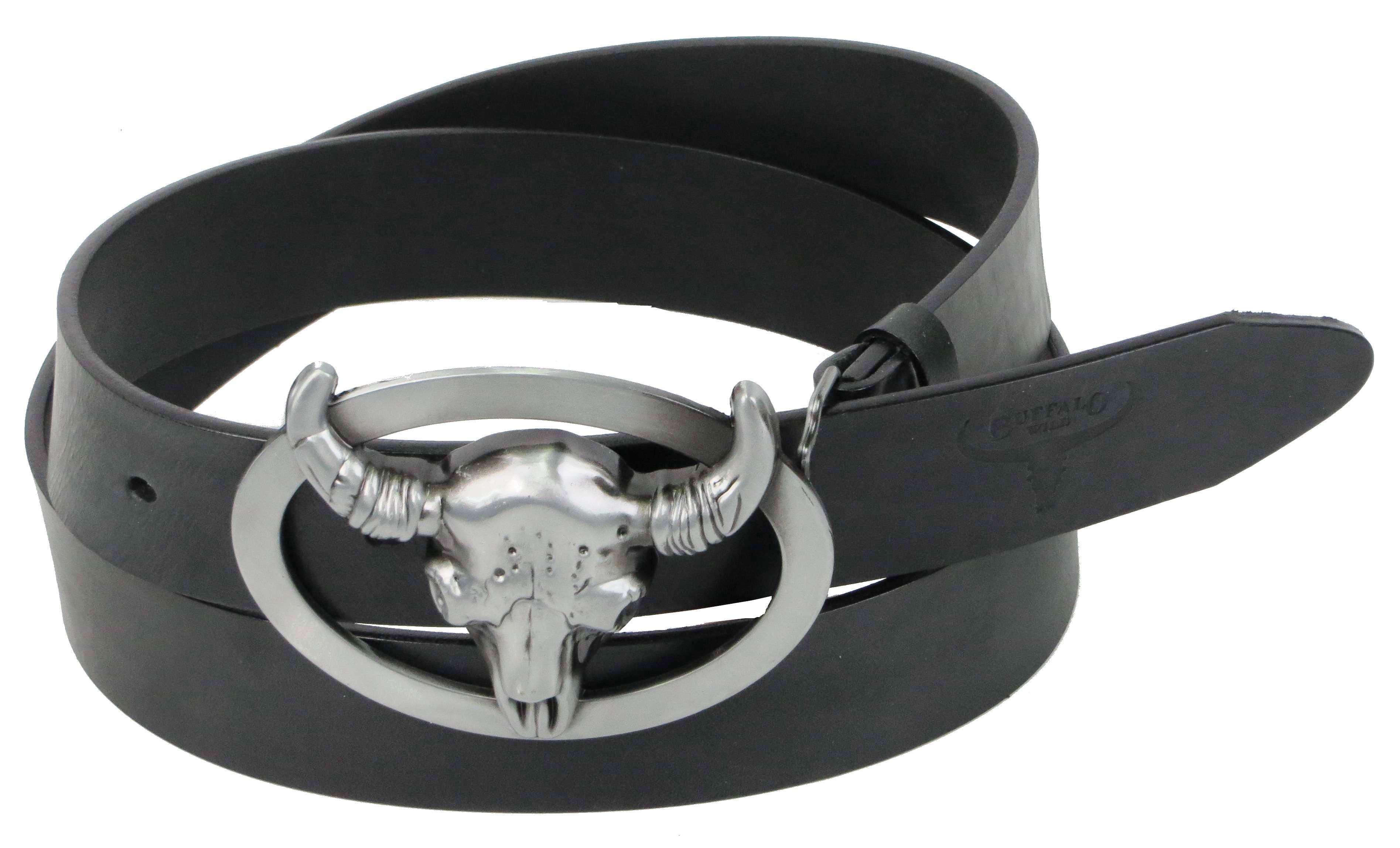 Ремінь чоловічий Cavaldi Buffalo шкіряний Чорний (Buffalo G1 black)