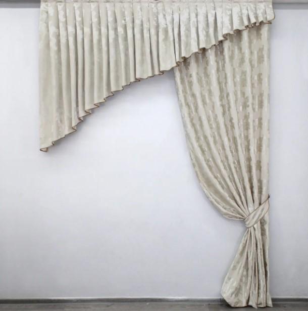 Комплект шторы/ламбрекен на кухню блекаут 200х280 см Шампань (039к)