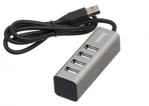 HUB адаптер Hoco USB HB1 Line machine, 4USB, серый - фото 2 HUB адаптер Hoco USB HB1 Line machine, 4USB, серый - фото 2