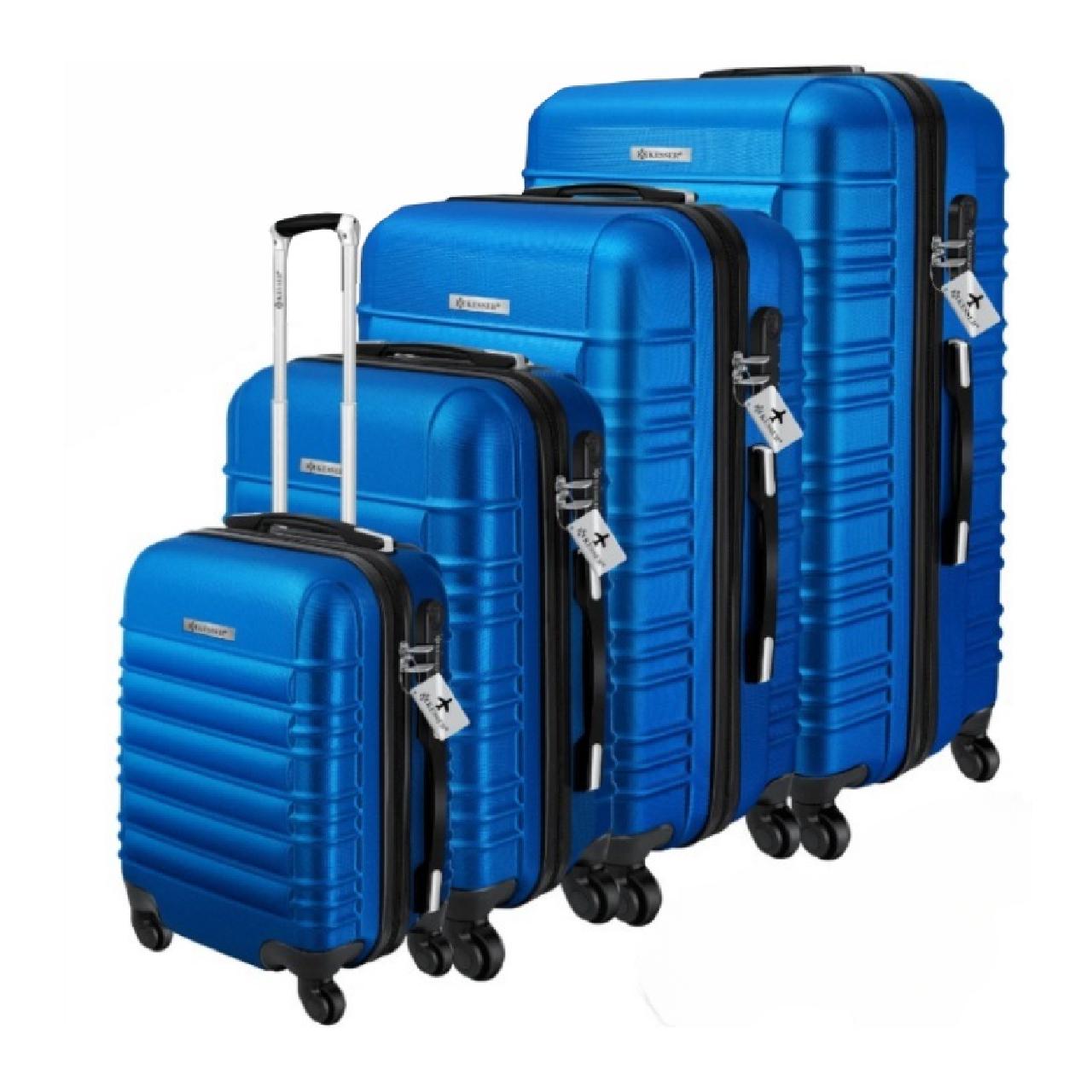 Набір із 4 дорожніх валіз KESSER із твердим корпусом S M/L/XL Синій - фото 1 Набір із 4 дорожніх валіз KESSER із твердим корпусом S M/L/XL Синій - фото 1