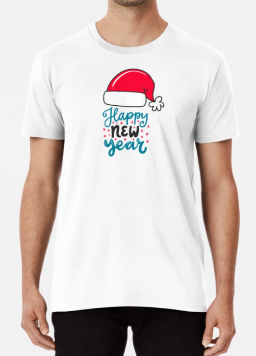 Футболка чоловіча новорічна Stedman з принтом Happy New Year Шапка Санти XXXL Білий (НГ2-12)