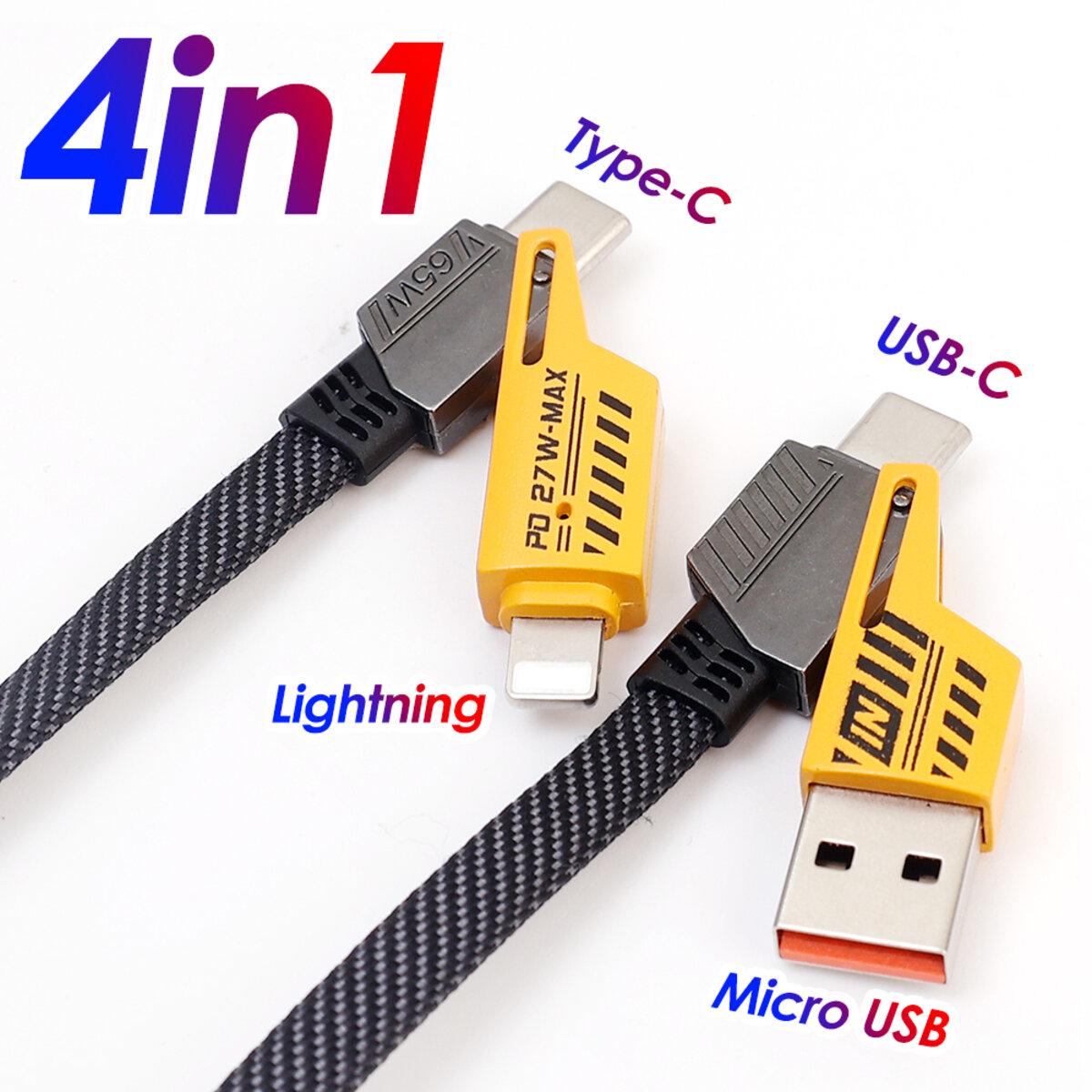 Кабель Wuw X207 USB А-USB С/Lightning-Type C/4в1 Чорний (6972573336524) - фото 3