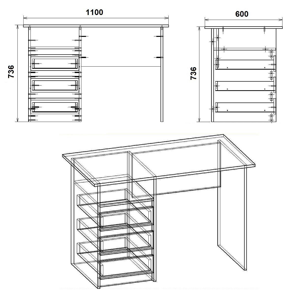 Письменный стол Компанит Декан Венге темный/Венге светлый (26984170) - фото 2