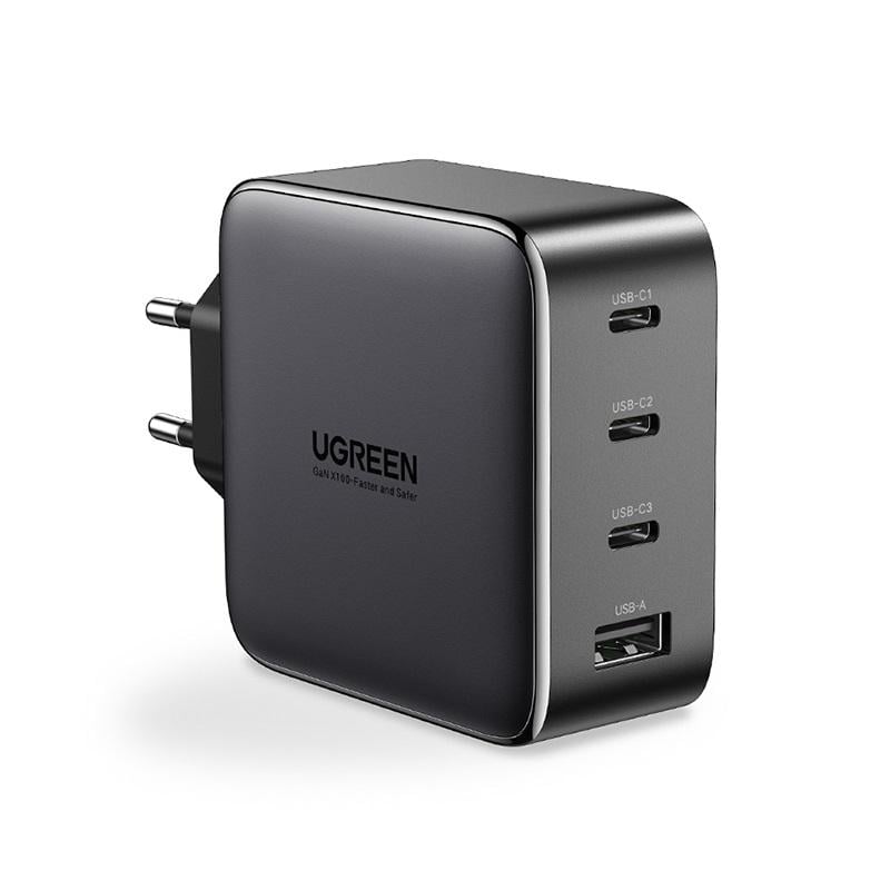 Зарядное устройство сетевое UGREEN CD226 100W GaN Fast Charger 3 Type-C/1 USB Gray (40747)