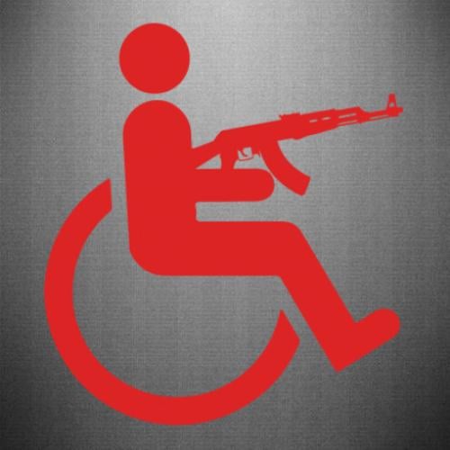 Наклейка Инвалид с АК-47 13,4x15 см Красный (21559849)