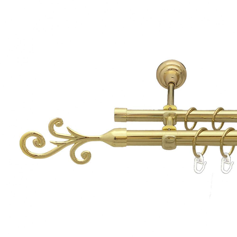 Карниз металевий Orvit Фала дворядний відкритий/гладка труба/кільце металеве Золото 19/16 мм 200 см (00-00013051)