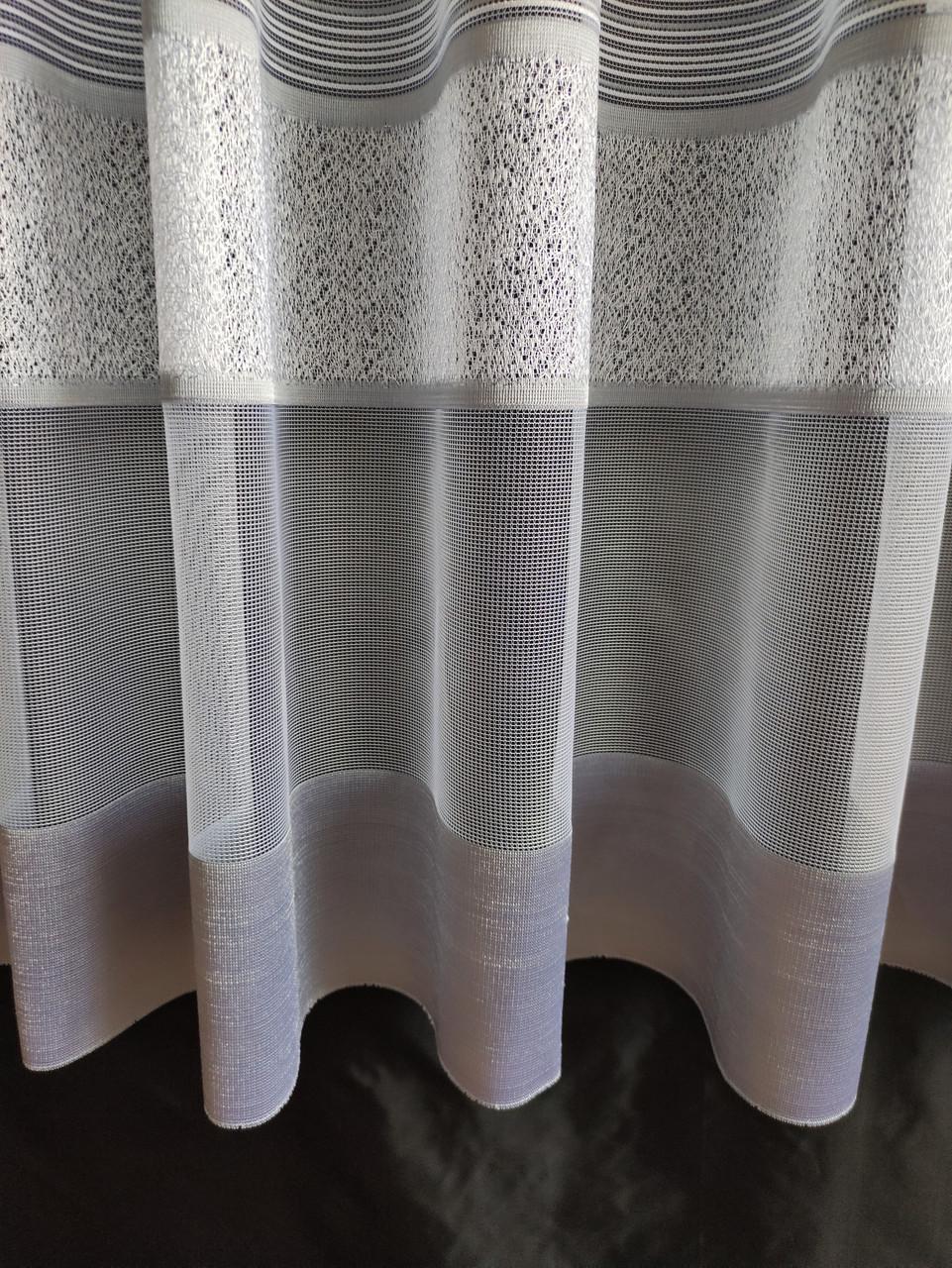 Занавески кухонные 3х1,4 м Белый с серыми полосами - фото 3 Занавески кухонные 3х1,4 м Белый с серыми полосами - фото 3