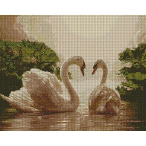 Алмазная мозаика Идейка Птицы Пара лебедей 40х50 см холст на подрамнике (АМ6135-mt)
