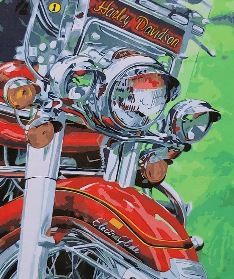 Картина по номерам Strateg Премиум Harley с лаком и уровнем 40x50 см (SY6706)