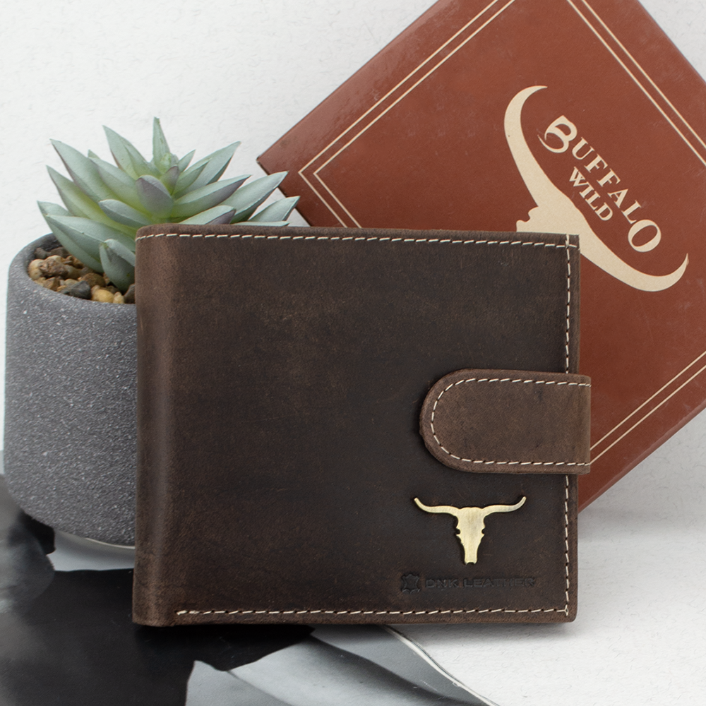 Портмоне мужское кожаное DNK-01L BAW TAN на кнопке Коричневый (1581177220)