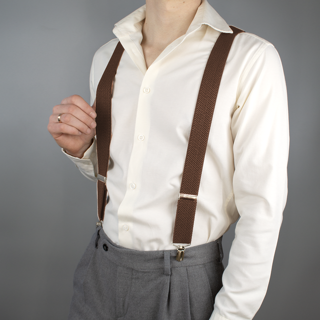 Подтяжки мужские резинка 35Y регулируемые на зажимах Светло-коричневый (2425541585) - фото 3