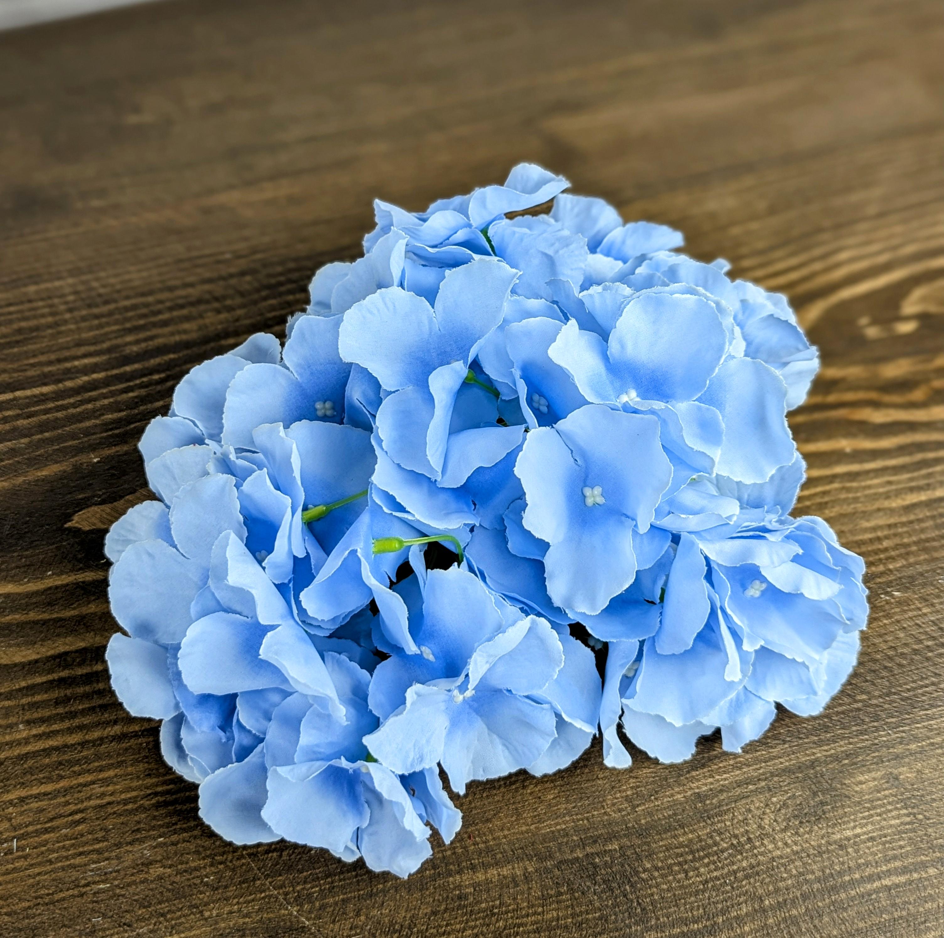 Искусственная головка гортензии 17 см Голубой