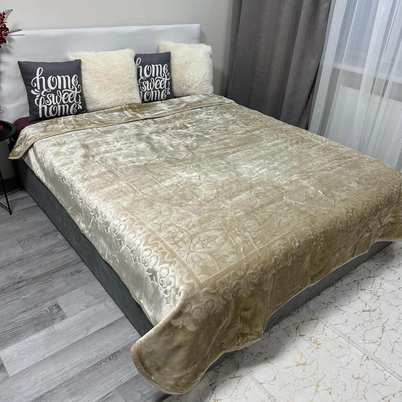 Покрывало на кровать акриловое 200x230 см Бежевый (P-акрил-14) - фото 1 Покрывало на кровать акриловое 200x230 см Бежевый (P-акрил-14) - фото 1