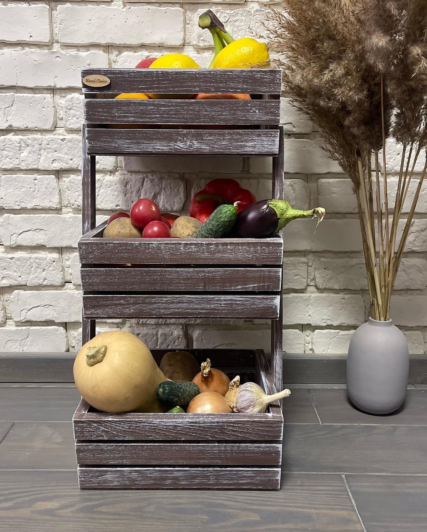 Ящик-фруктовниця дерев'яна 3 яруси Коричневий (153) - фото 3