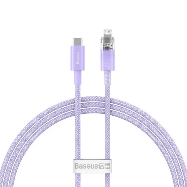 Кабель BASEUS Explorer Series Fast Charging Smart Temperature Control Cable Type-C to Lightning CATS010205 20W 1 м Purple