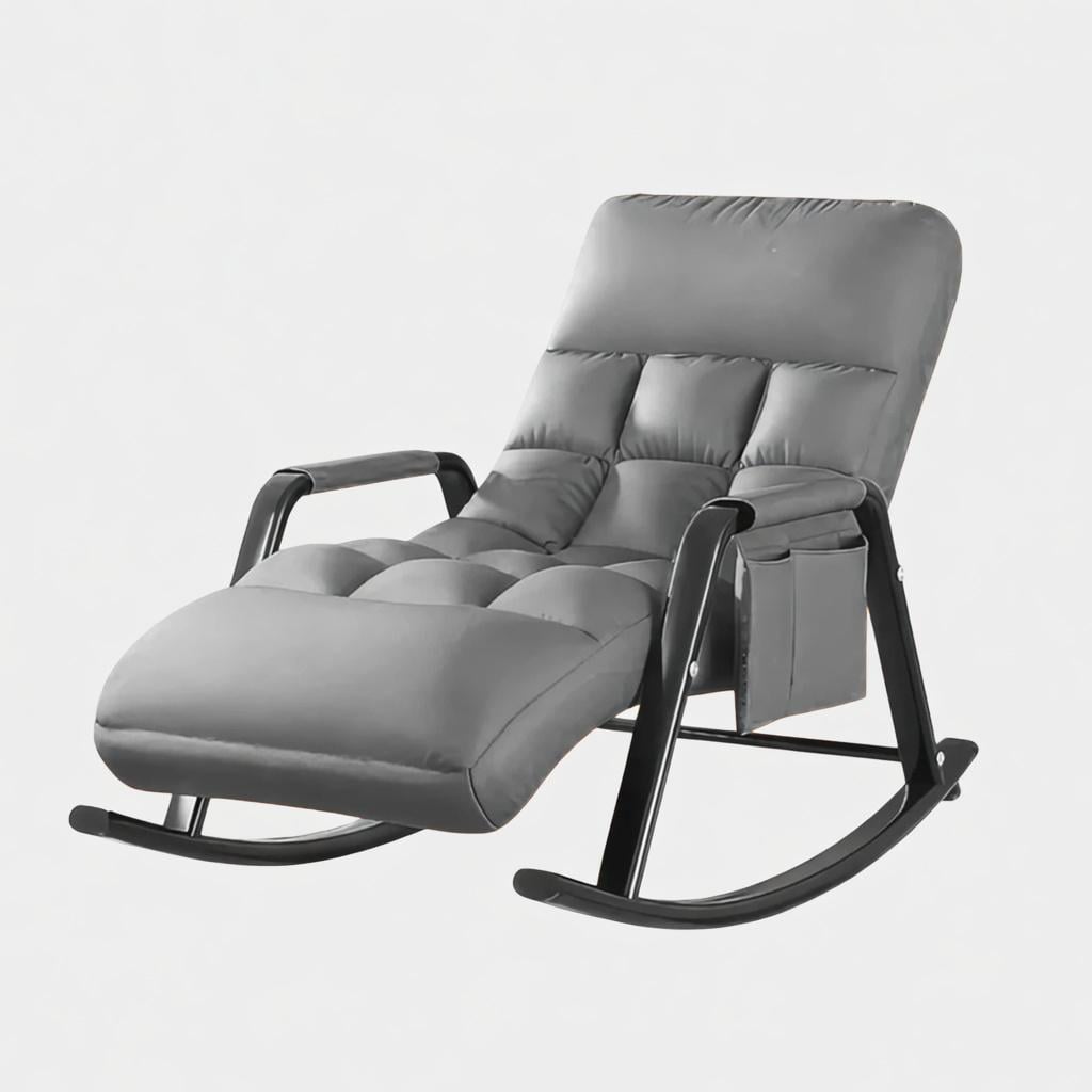 Кресло-качалка регулируемое с подставкой для ног и двойными подголовниками Серый