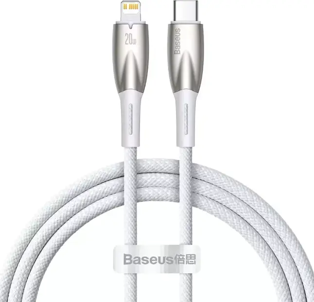 Кабель BASEUS Glimmer Series Fast Charging Cable Type-C to Lightning CADH000002 20W 1 м White