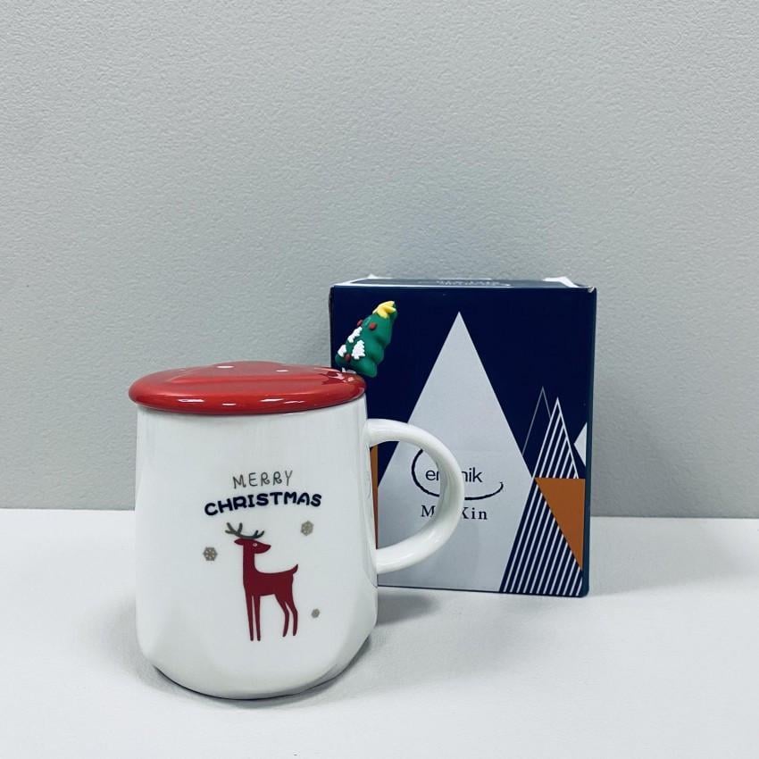 Чашка керамическая с крышкой Olens Олень Merry Christmas 102-1085 360 мл