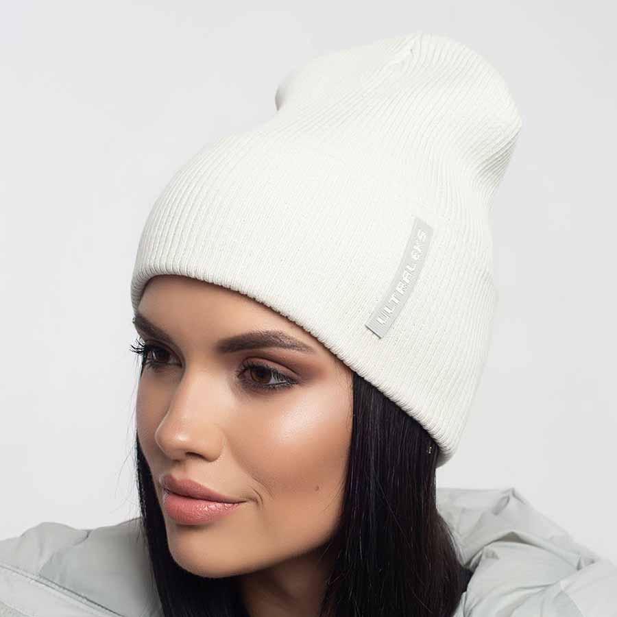 Шапка Leks Слалом демисезонная с отворотом Жемчуг