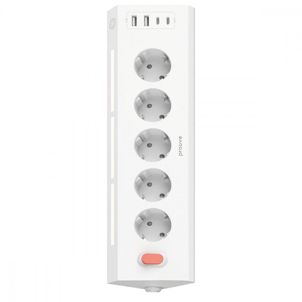 Фильтр сетевой Proove Prism Socket 5xAC/2xType-C/2xUSB 1,6 м White
