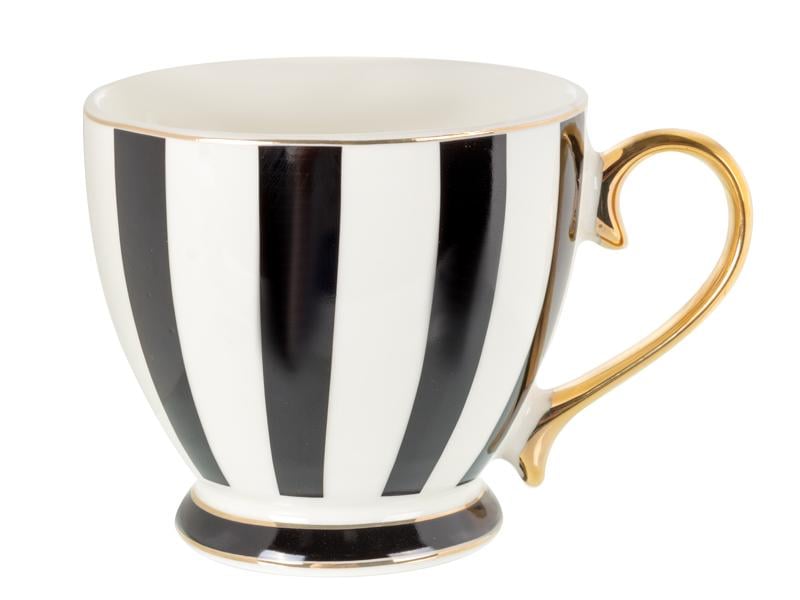 Чашка фарфоровая Lefard полоска 450 мл Бело-черный (922-111)