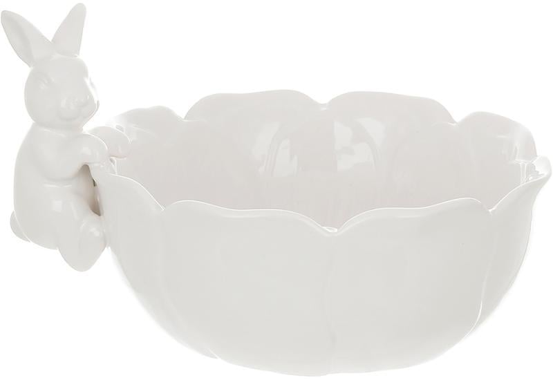 Пиала керамический кролик с цветком 600 мл Белый