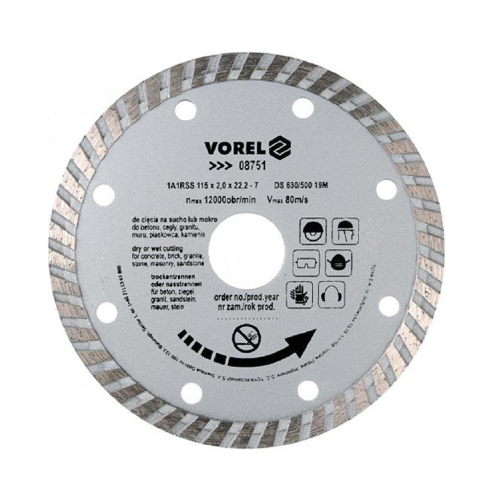 Диск отрезной Vorel Turbo 115 мм (08751)