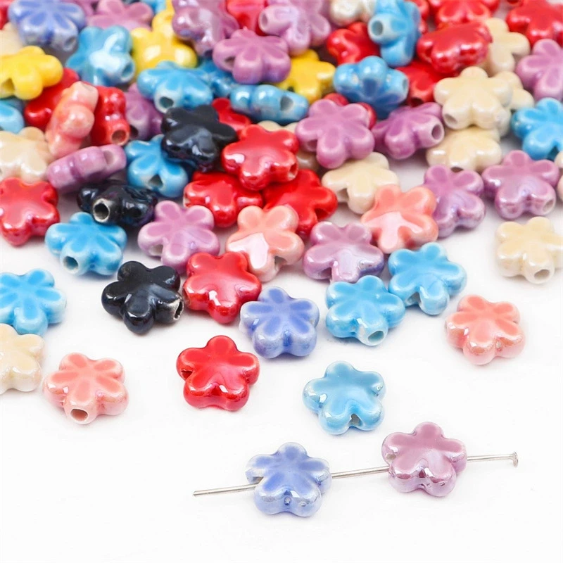 Бусины Цветок керамические 12х12 мм 5 шт. Разноцветный (КБ1212ц52)