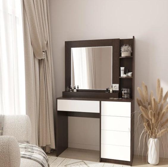 Туалетний столик New and Classic з LED підсвічуванням 1600x1000x380 мм Дуб Венге Магія/Білий