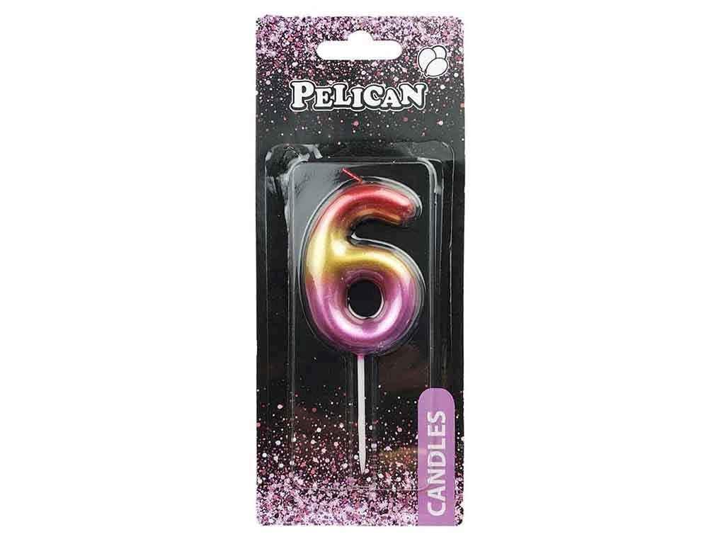 Свеча для торта Pelican 6 6 см Разноцветный (866066)