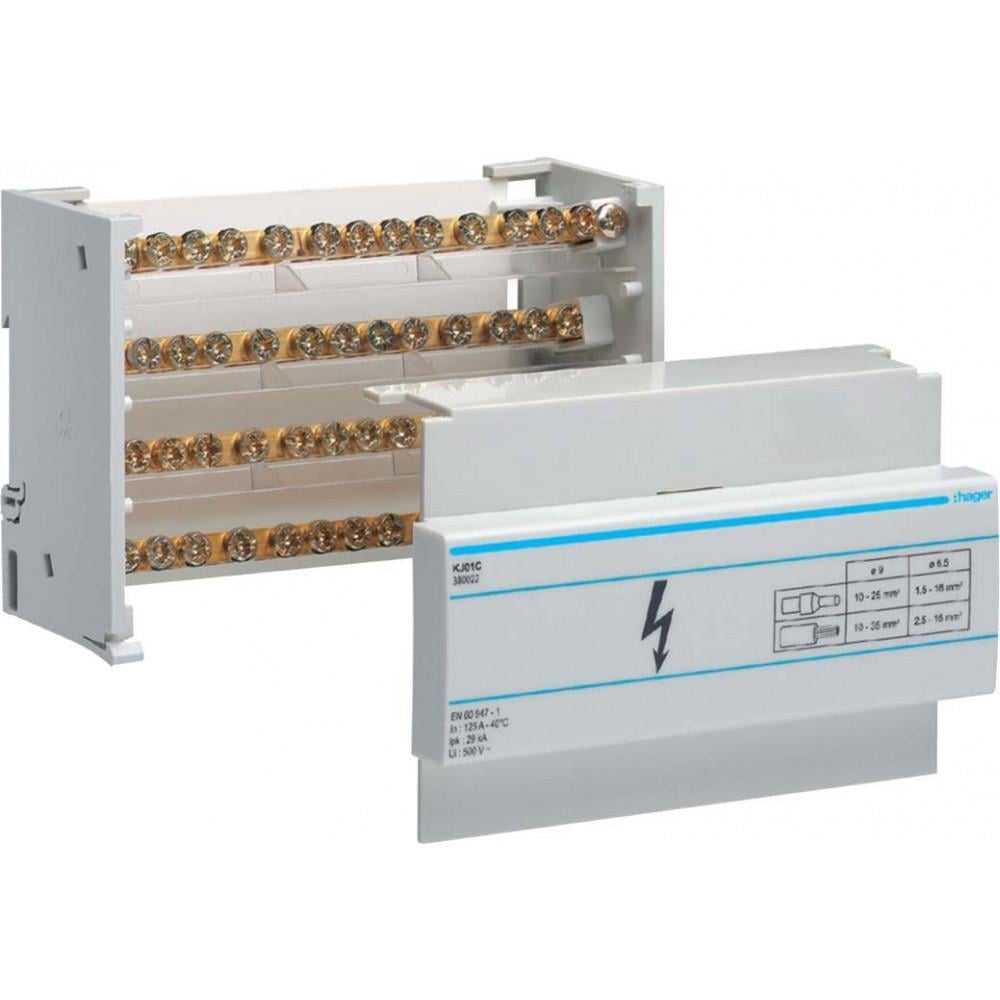 Блок распределительный Hager 7.5M 125A 4P 1х35/1х25/10х16 мм2 (29176892)