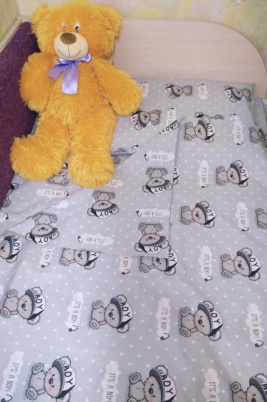 Комплект постельного белья Мишка в кепке 3 пр. Серый (2103852388) - фото 3 Комплект постельного белья Мишка в кепке 3 пр. Серый (2103852388) - фото 3