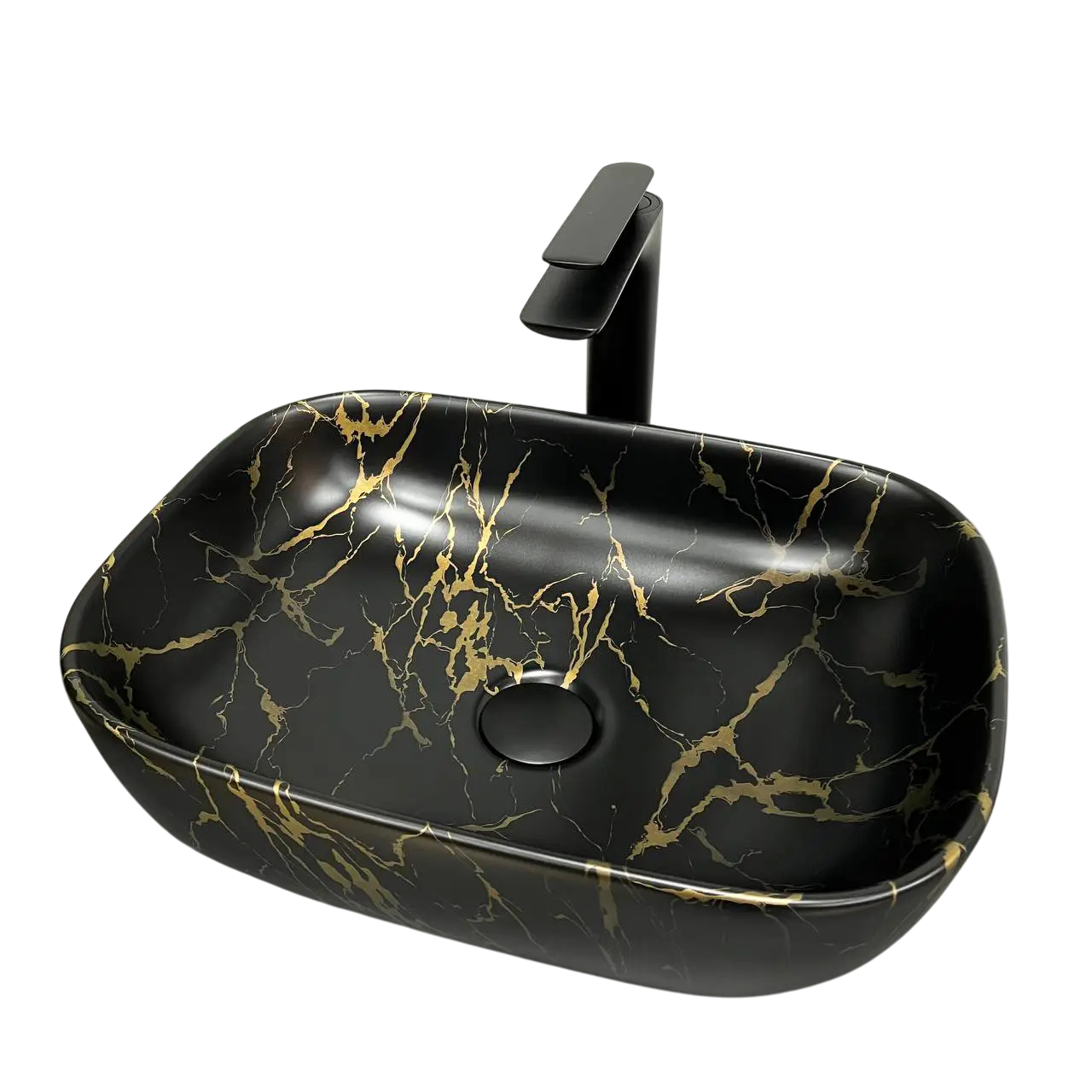 Раковина накладная VBI Ravenna Marble прямоугольная 325x460 мм Черный матовый (RM-VBI-011209)