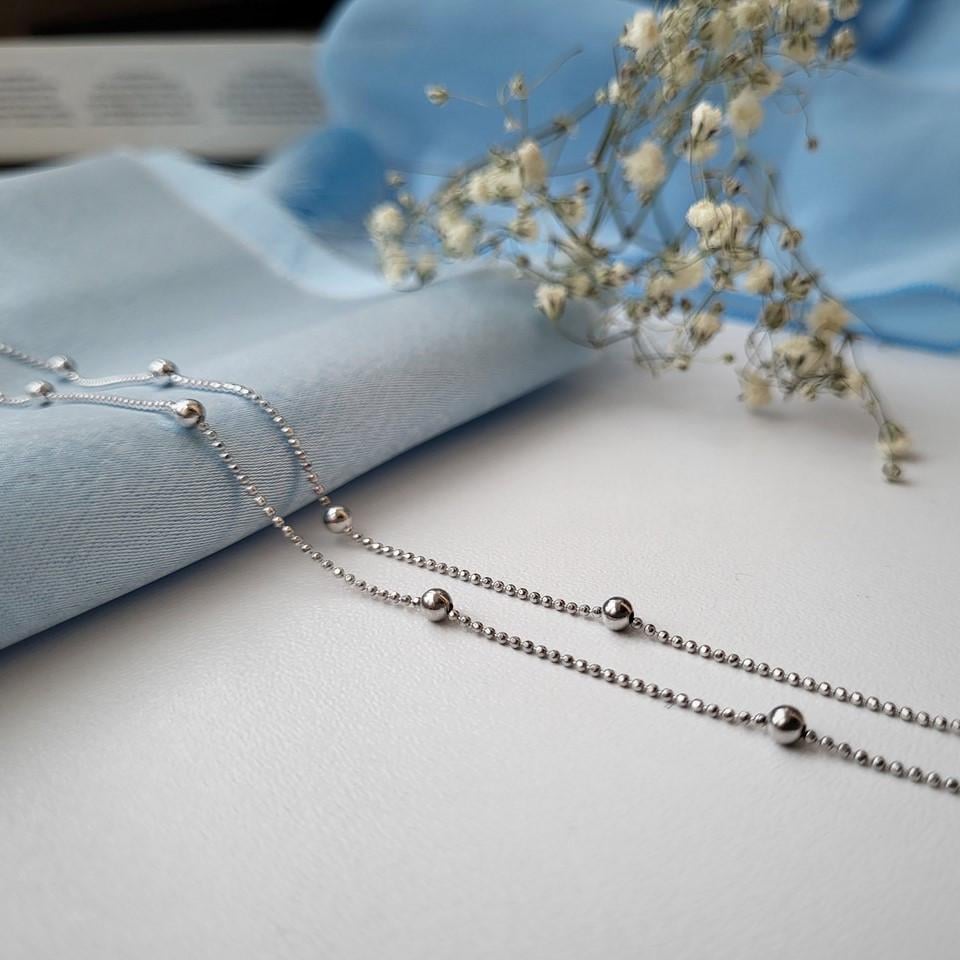 Цепочка жемчужное плетение с шариками серебро 925 пробы родированное 3,26 г 50 см (100rod)