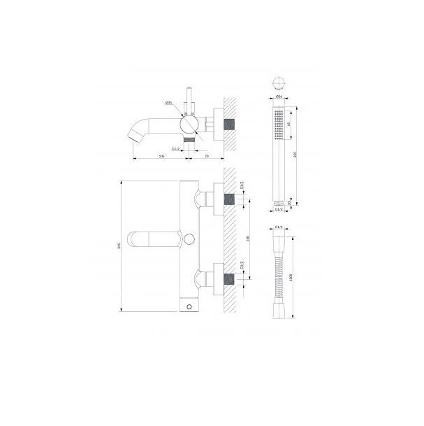 Смеситель для ванны и душа Omnires Y Chrome (Y1231CR) - фото 2 Смеситель для ванны и душа Omnires Y Chrome (Y1231CR) - фото 2