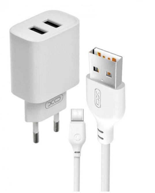 Зарядное устройство сетевое XO CE02C на 2USB 2.1A с кабелем Lightning Белый (1830482334)