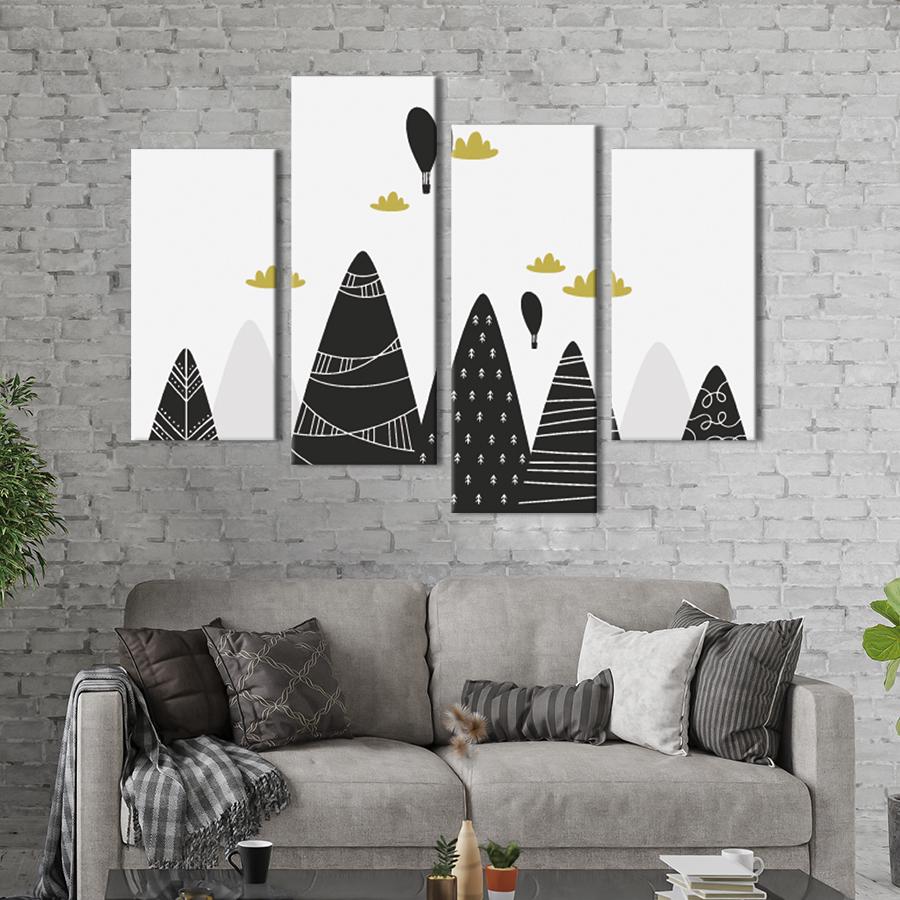 Модульная картина из четырех частей на холсте интерьерная картина Абстракция красивые ели 89x56 см (620-42)