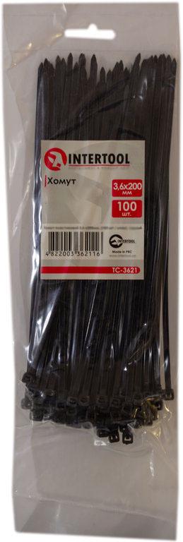 Хомут пластиковий Intertool 3,6x200 мм 100 шт. Чорний (000028258)